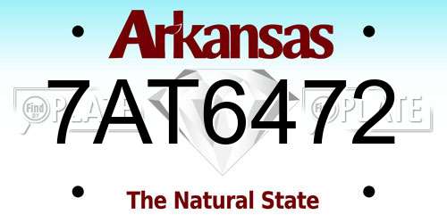 7AT6472 Arkansas License Plate
