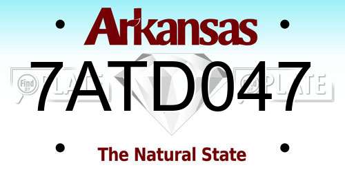 7ATD047 Arkansas License Plate
