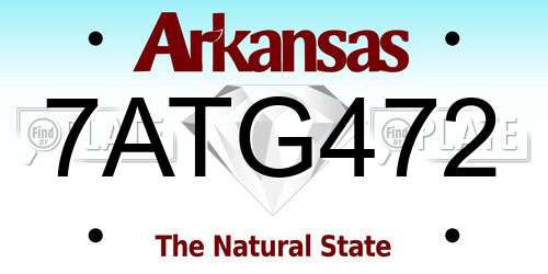 7ATG472 Arkansas License Plate