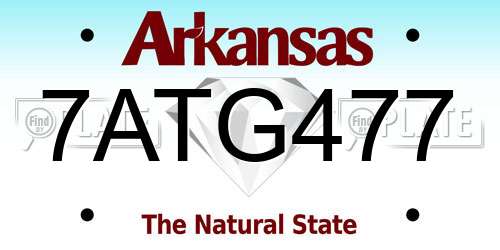 7ATG477 Arkansas License Plate