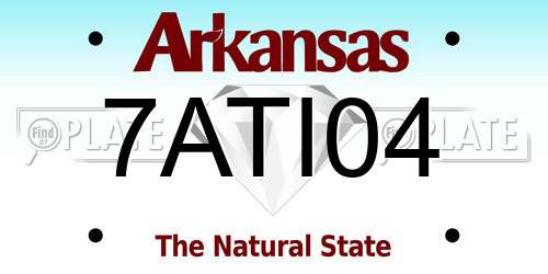 7ATI04 Arkansas License Plate