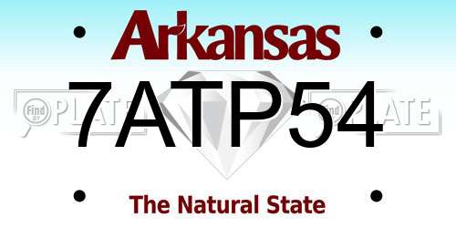 7ATP54 Arkansas License Plate