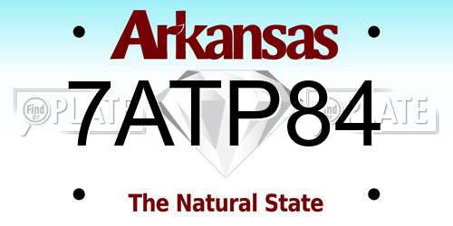 7ATP84 Arkansas License Plate