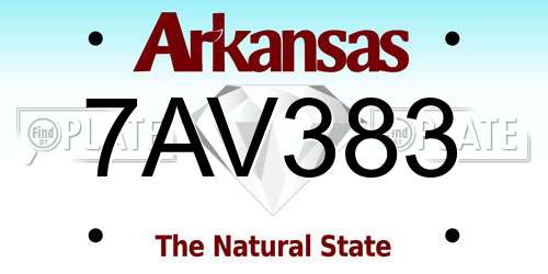 7AV383 Arkansas License Plate