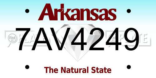 7AV4249 Arkansas License Plate