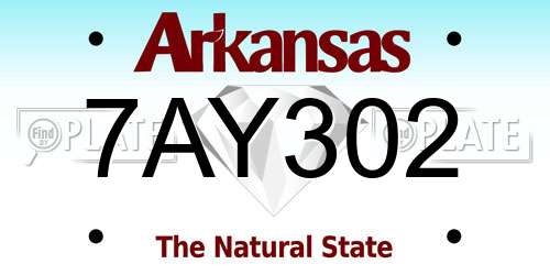 7AY302 Arkansas License Plate