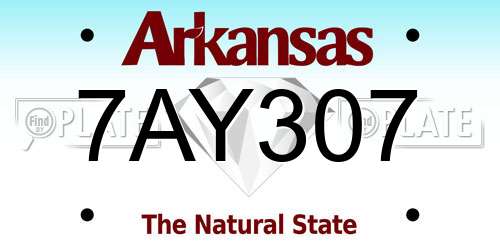 7AY307 Arkansas License Plate