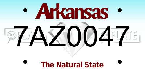 7AZ0047 Arkansas License Plate