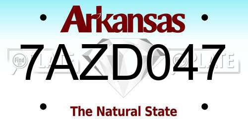 7AZD047 Arkansas License Plate