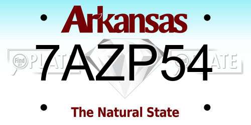 7AZP54 Arkansas License Plate