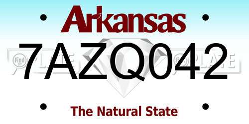 7AZQ042 Arkansas License Plate