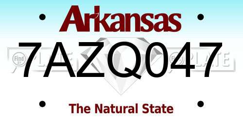 7AZQ047 Arkansas License Plate