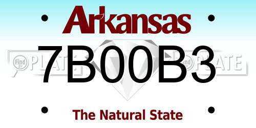 7B00B3 Arkansas License Plate