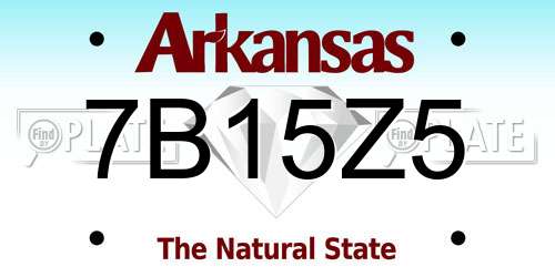 7B15Z5 Arkansas License Plate