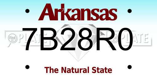 7B28R0 Arkansas License Plate