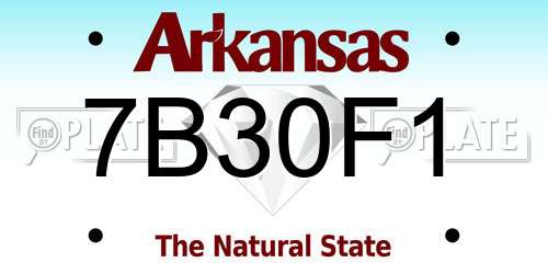 7B30F1 Arkansas License Plate
