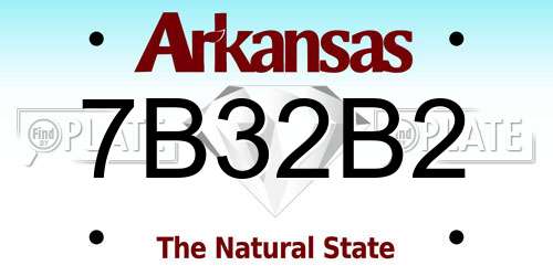 7B32B2 Arkansas License Plate