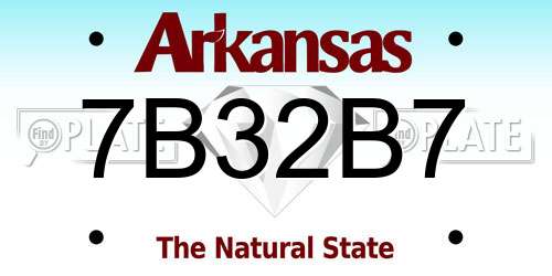 7B32B7 Arkansas License Plate