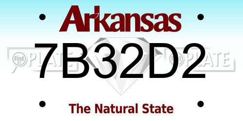 7B32D2 Arkansas License Plate