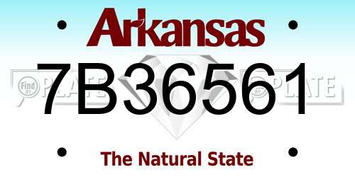 7B36561 Arkansas License Plate