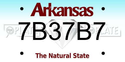 7B37B7 Arkansas License Plate