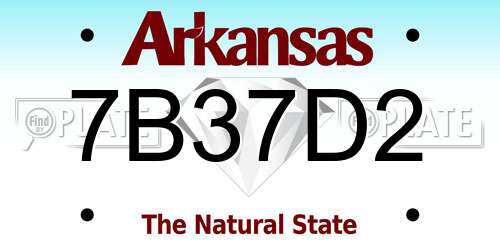 7B37D2 Arkansas License Plate