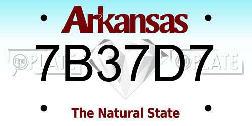 7B37D7 Arkansas License Plate