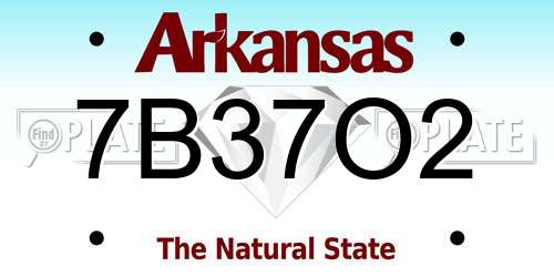 7B37O2 Arkansas License Plate
