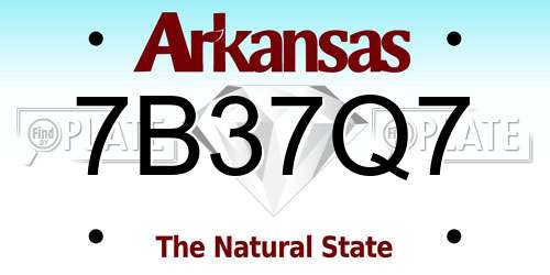 7B37Q7 Arkansas License Plate