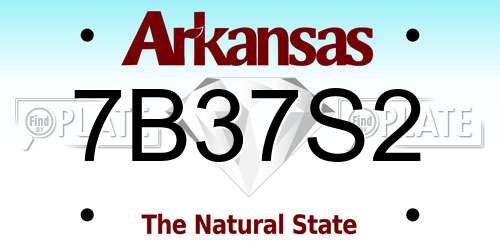 7B37S2 Arkansas License Plate