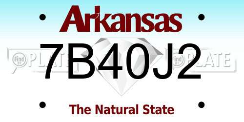 7B40J2 Arkansas License Plate