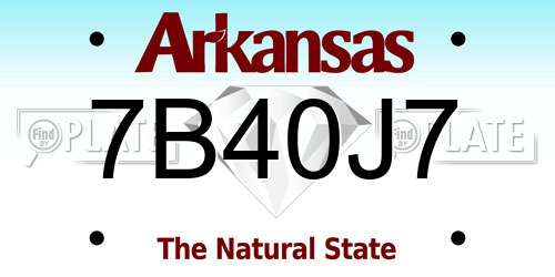 7B40J7 Arkansas License Plate