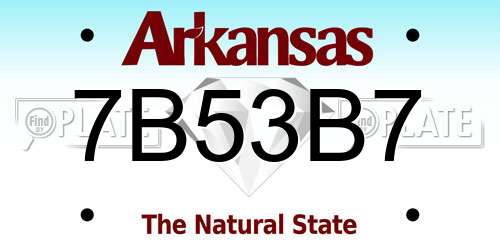 7B53B7 Arkansas License Plate
