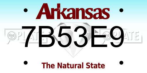 7B53E9 Arkansas License Plate