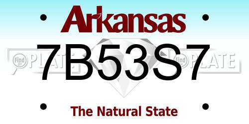 7B53S7 Arkansas License Plate
