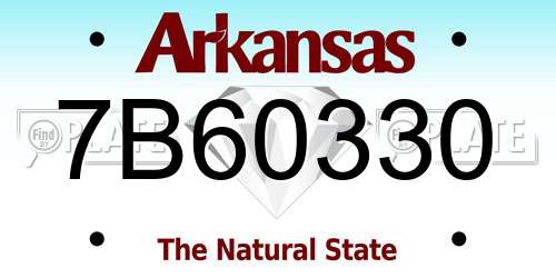 7B60330 Arkansas License Plate