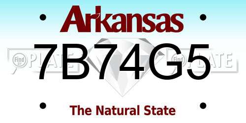 7B74G5 Arkansas License Plate