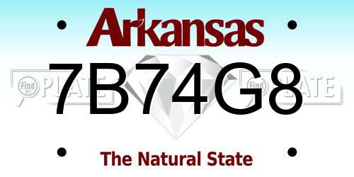 7B74G8 Arkansas License Plate