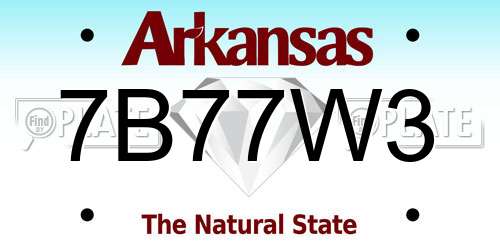 7B77W3 Arkansas License Plate