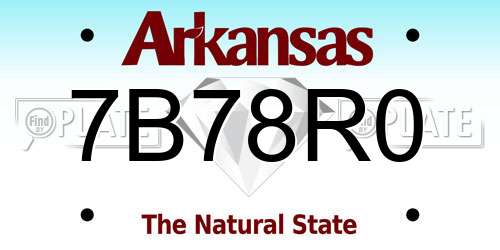 7B78R0 Arkansas License Plate