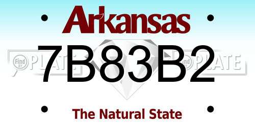 7B83B2 Arkansas License Plate