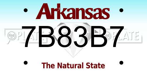 7B83B7 Arkansas License Plate