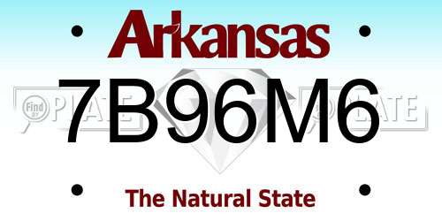 7B96M6 Arkansas License Plate