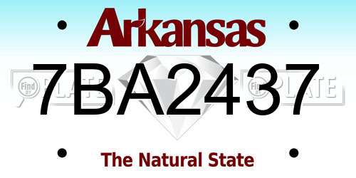 7BA2437 Arkansas License Plate