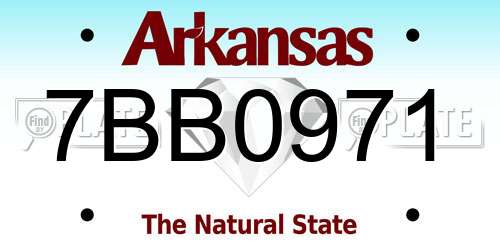 7BB0971 Arkansas License Plate