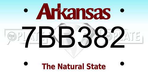 7BB382 Arkansas License Plate