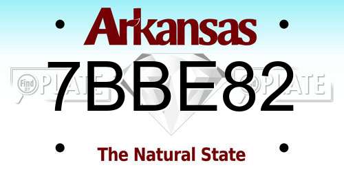 7BBE82 Arkansas License Plate