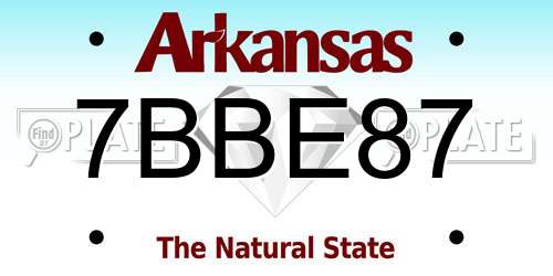 7BBE87 Arkansas License Plate