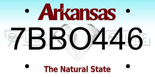 7BBO446 Arkansas License Plate