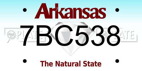 7BC538 Arkansas License Plate